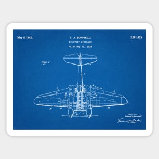 Military Airplane - 1939 Burnelli Patent Drawing - A Sticker